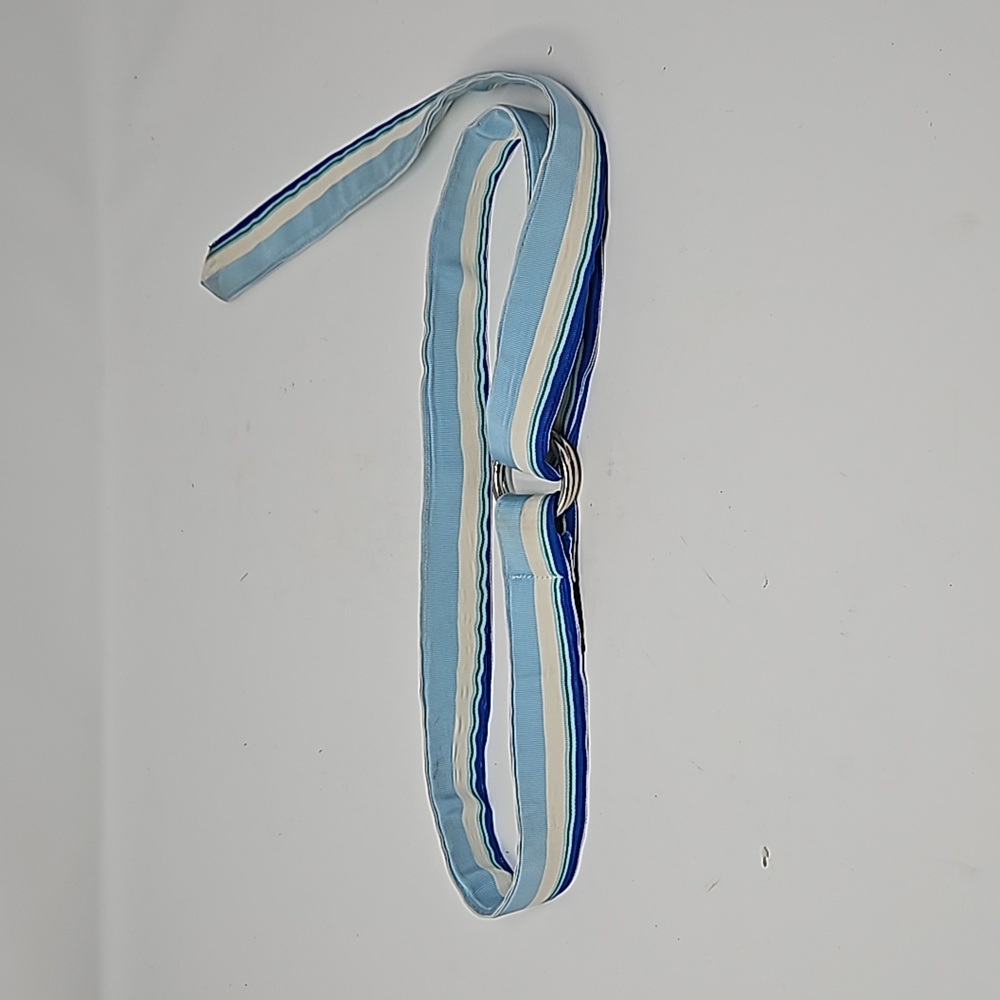 CK Bradley Tally Ho Designs Preppy Ribbon Loop Belt Blue Green White 43" Unisex